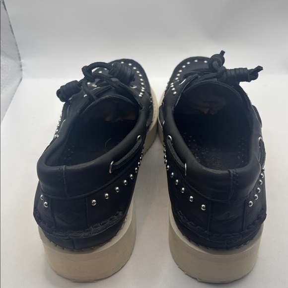 Sperry x Rebecca Minkoff Black Stud Boat Shoes tumbled leather upper SZ 8 casual - Picture 4 of 8